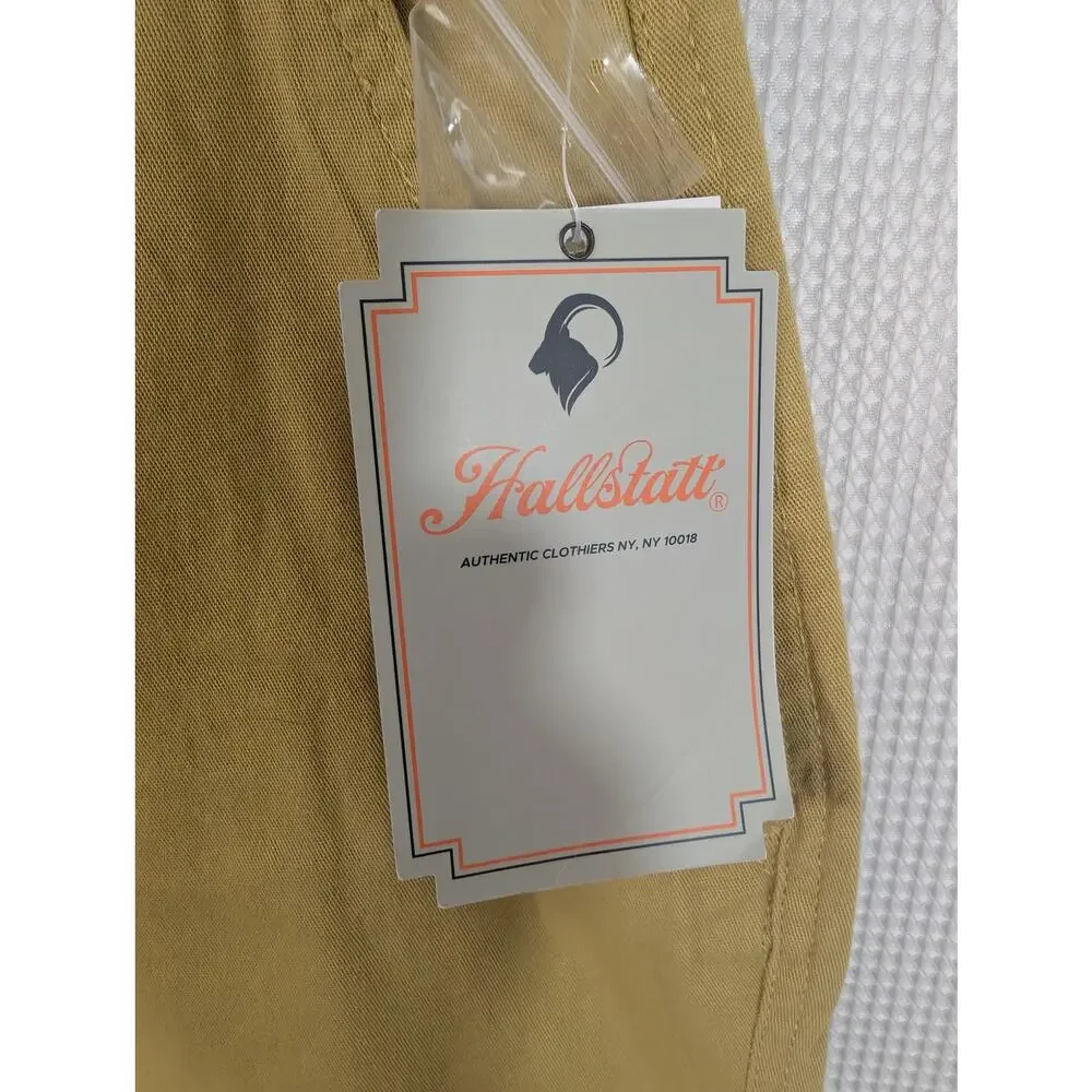 NWT! HALLSTATT/KOHL'S! PALE MUSTARD COTTON HIGH WAIST RELAXED PANTS! SZ 32 X 32